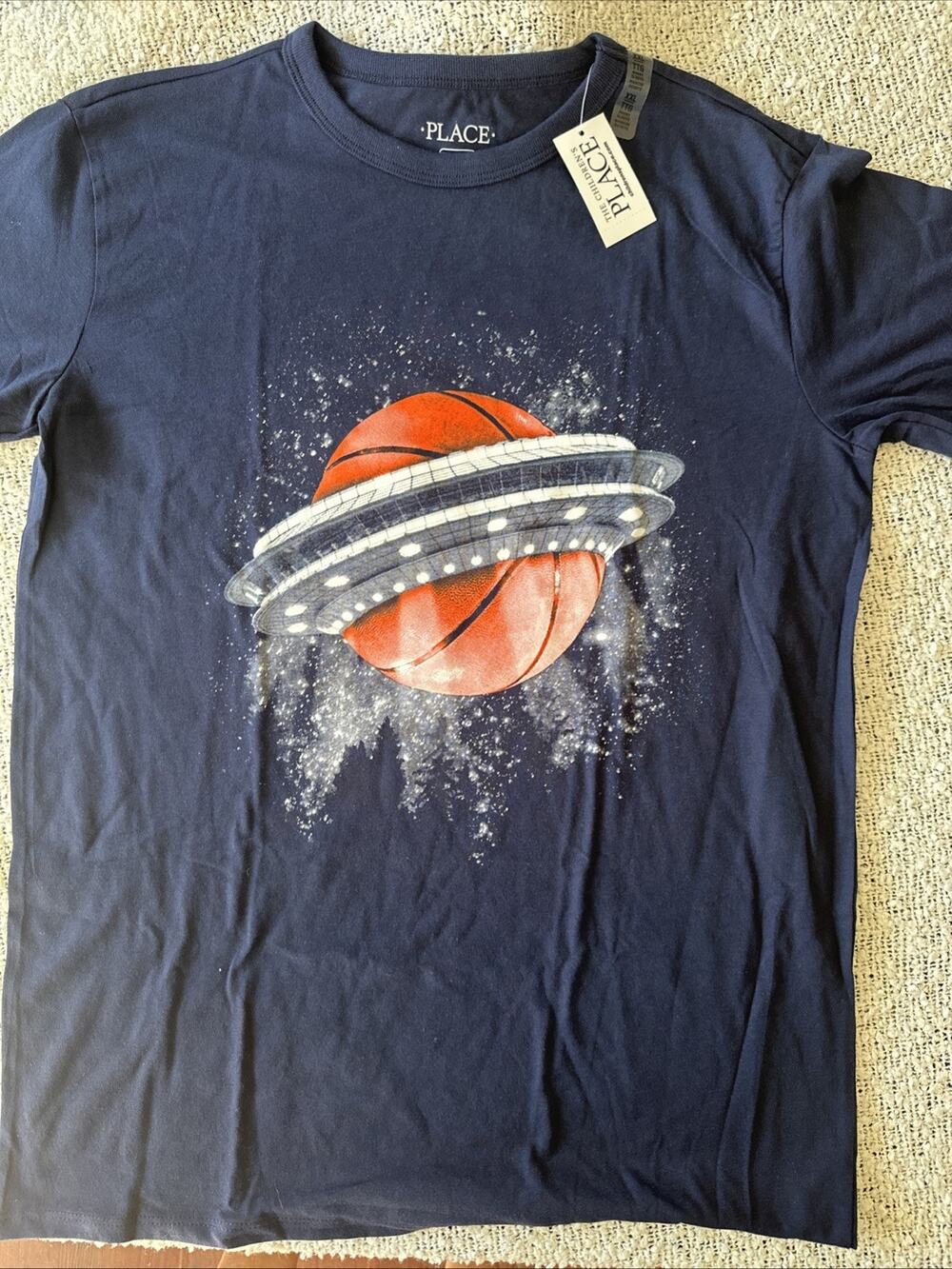 The Children's Place Boys Graphic Basketball Blue T-Shirt Size XXL 16 New